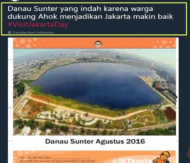 Danau Sunter sudah seperti Danau Geneva di Era Ahok