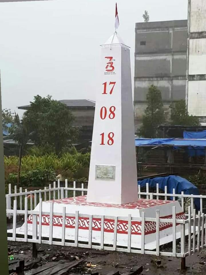 HUT Ke 73 RI, Pemuda Sungai Guntung lakukan Restorasi Tugu Proklamasi Kateman