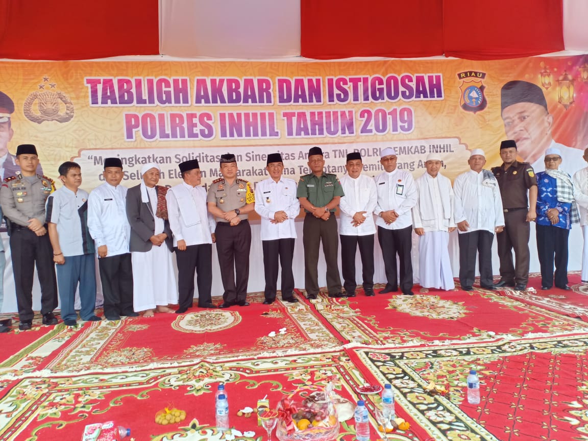 Bupati Ikuti Tabligh Akbar dan Istighosah di Mapolres Inhil