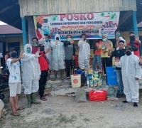 Cegah Penyebaran Virus Corona, Pemdes Dundangan Lakukan Penyemprotan Cairan Disinfektan
