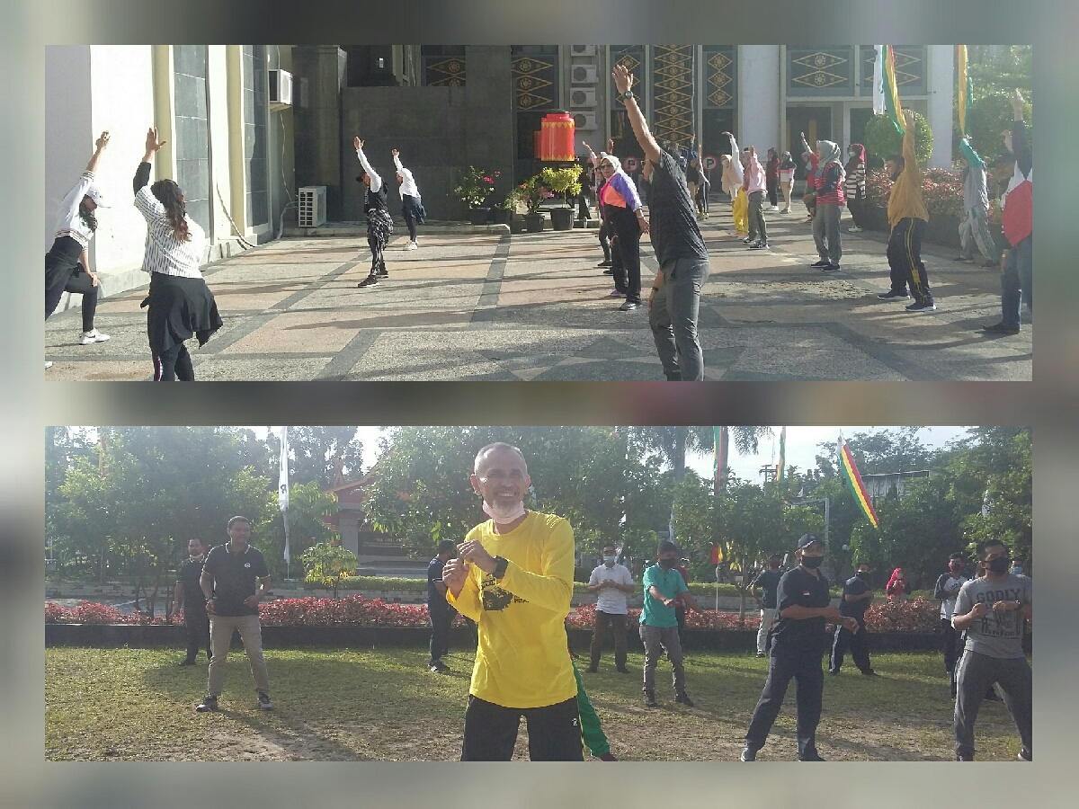 Pimpinan, Anggota dan Sekretariat DPRD Senam Bersama, Badria : Dengan Olahraga Kita Lawan Covid 19 !