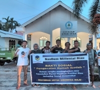 Giliran Gereja HKBP jadi Sasaran Bakti Sosial Pengecatan NasDem Milenial Riau
