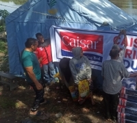 Pabrik Caisar Spring Bed Pekanbaru Bantu Kasur dan Sembako pada Korban Kebakaran Kampung Baru