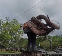 Tugu Ikan Selais di Jalan Jenderal Sudirman Pekanbaru Roboh, Pemkot Selidiki Penyebabnya