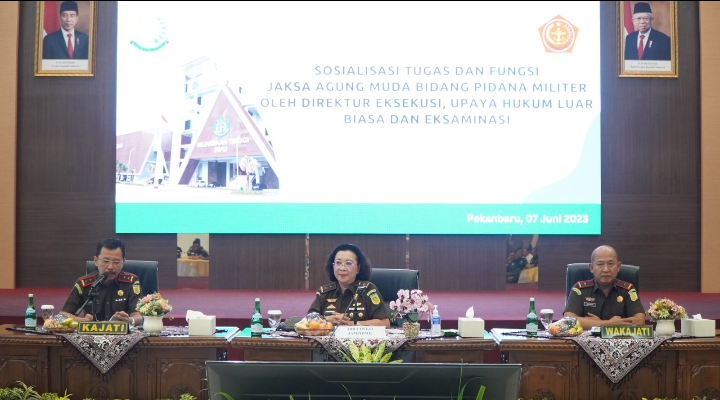 Kejati Riau Beserta Jajaran Ikuti Sosialiasi Tugas dan Fungsi Jaksa Agung Muda Bidang Pidana Militer Foto Dok Istimewa