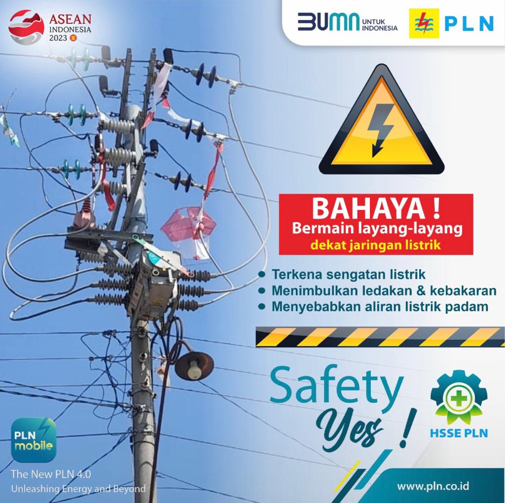 PLN Pangkalan Kerinci Himbau Masyarakat Tidak Bermain Layang-Layang Dekat Jaringan Listrik