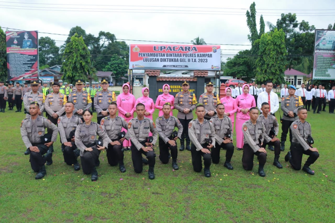 Upacara penyambutan Bintara Remaja Polres Kampar Lulusan Diktukba Gel. II T.A. 2023.