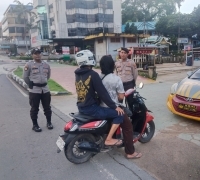 Kegiatan Pengaturan Jalan Strong Poin Pagi di Wilayah Polsek Lubuk Baja Kota Batam