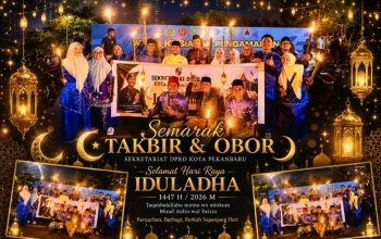 Pawai Takbiran Iduladha 1447 H di Pekanbaru Semarak, Sekretariat DPRD Kota Pekanbaru Turunkan 50 Peserta dan Mobil Hias