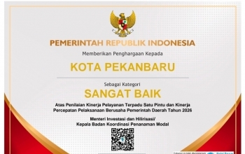 Pemko Pekanbaru Kembali Raih Penghargaan Nasional, Kali Ini Sabet Predikat Sangat Baik untuk Iklim Investasi